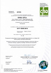 Certificato CISQ: IATF 16949:2016 nr 0290036